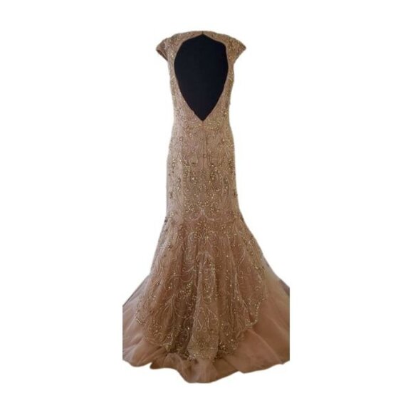 NEW Luxury Designer Wedding Evening Cocktail Party Prom Dress Beaded Runway Gown - Picture 16 of 16